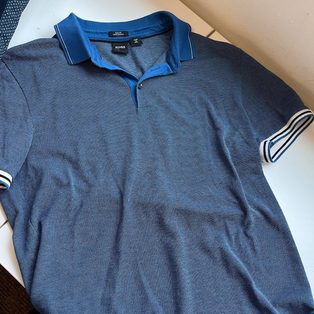 Hugo Boss Men's Collar Polo Shirt, Blue